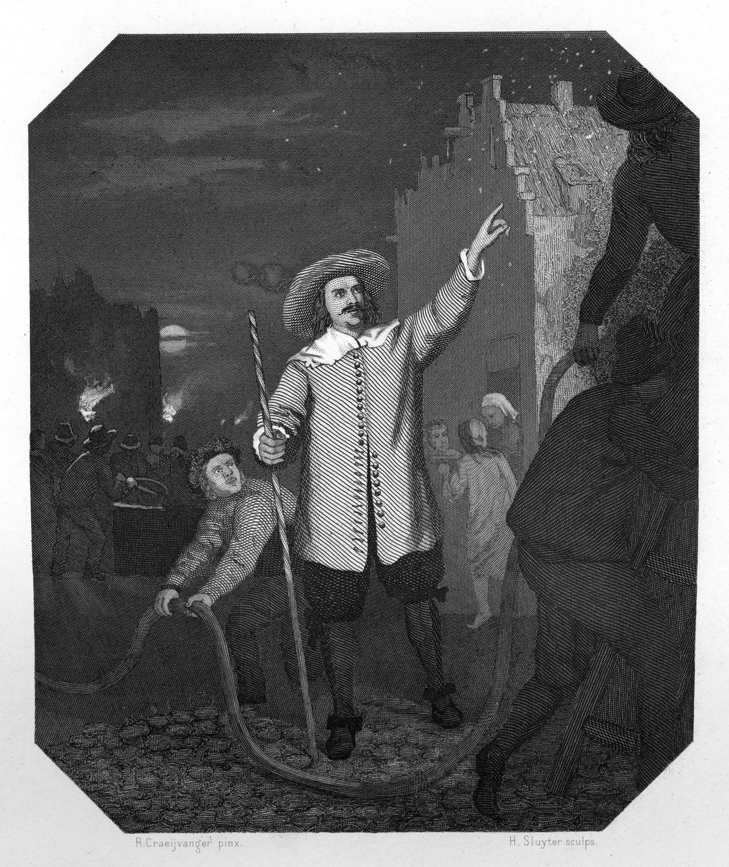 Jan van der Heyden, Nederlandse barokschilder, tekenaar, prentmaker en uitvinder, ca. 1870 door H. Sluyter