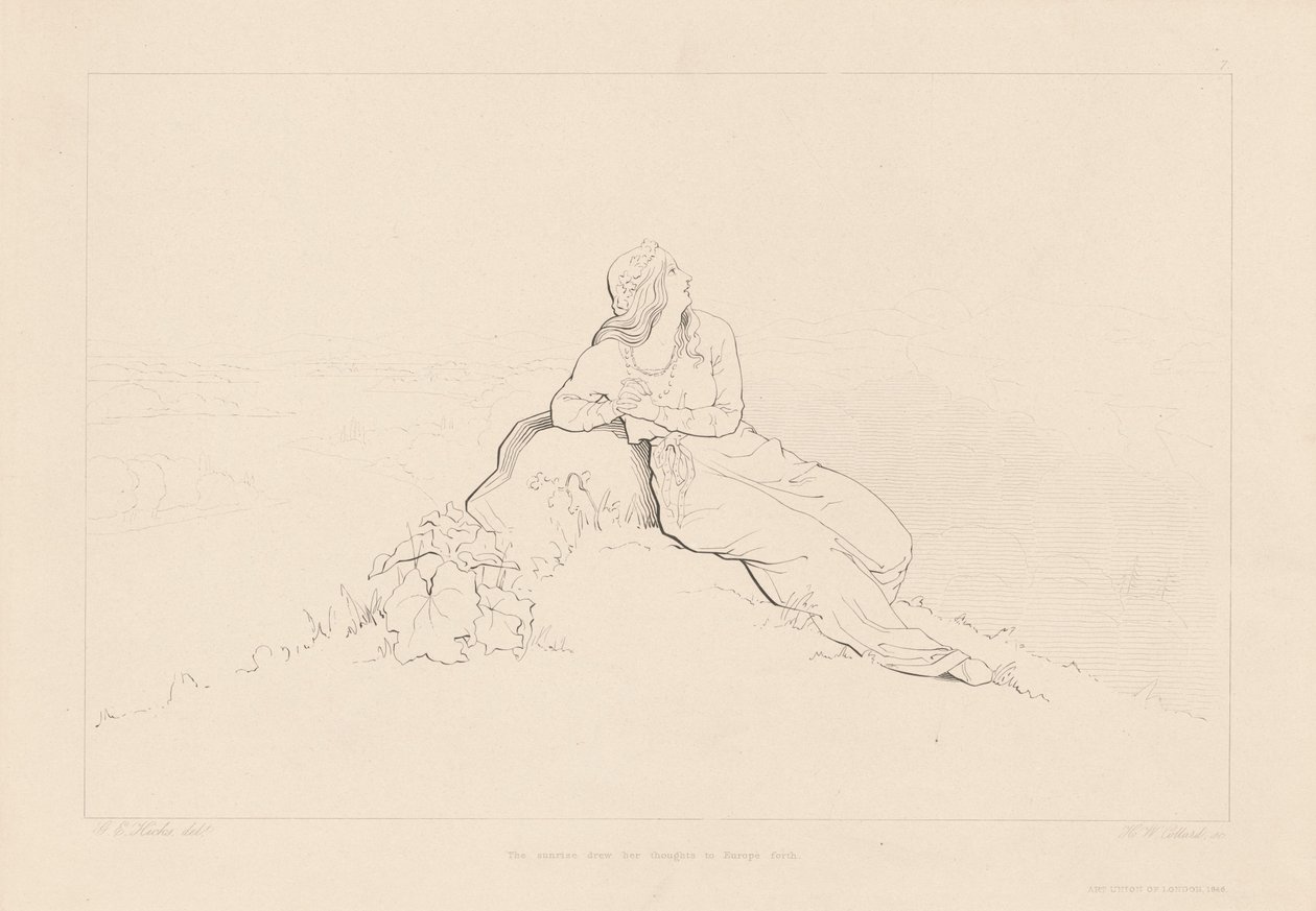De zonsopgang bracht haar gedachten naar Europa door H. W. Collard, after George Elgar Hicks