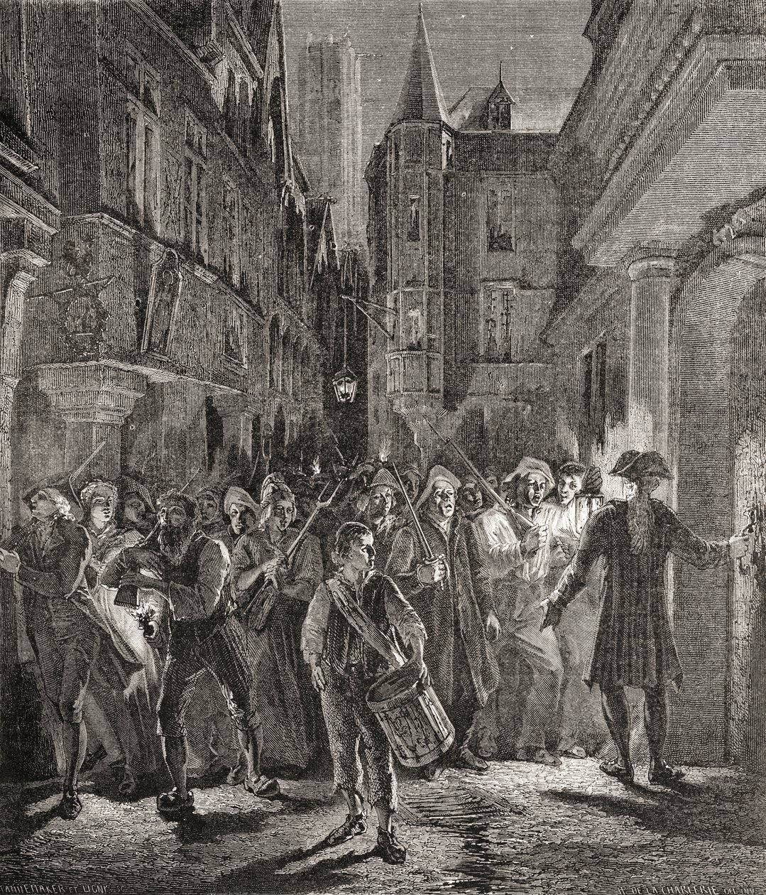 Parijs bewaakt door het volk, gegraveerd door Pannemaker-Ligny door H. de la (after) Charlerie