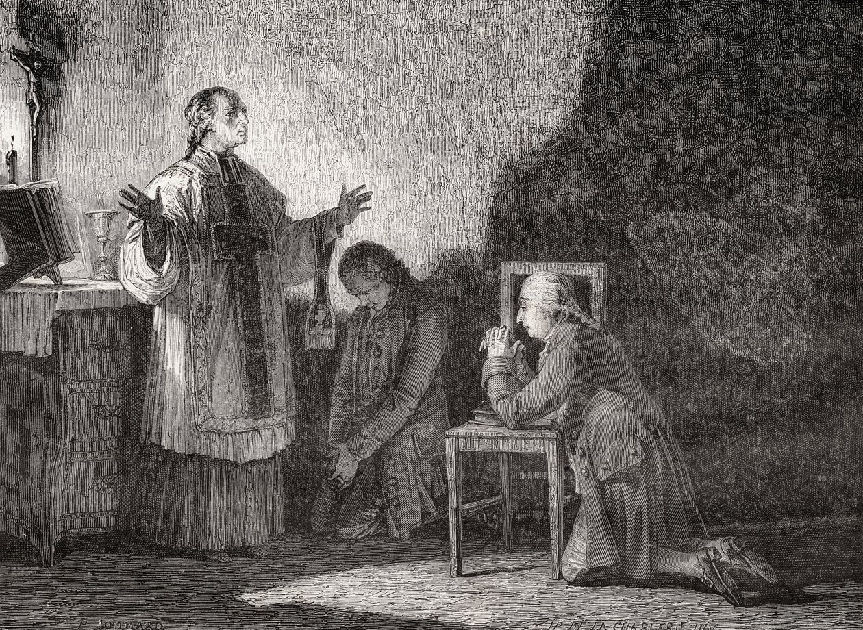 Lodewijk XVI (1754-93) in gebed voor zijn executie door H. de la Charlerie