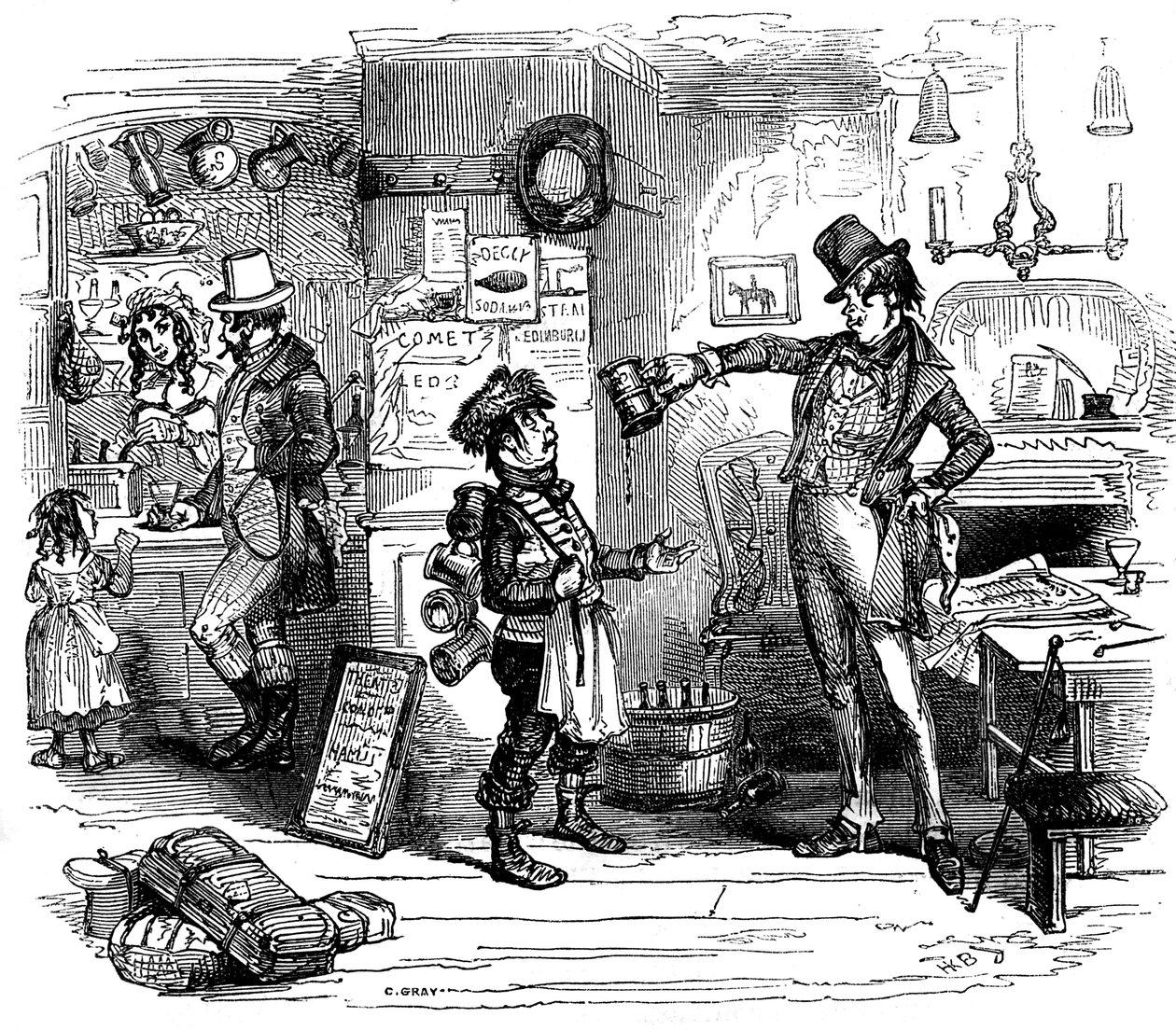 Het oude rariteitenkabinet van Charles Dickens door Hablot Knight Browne