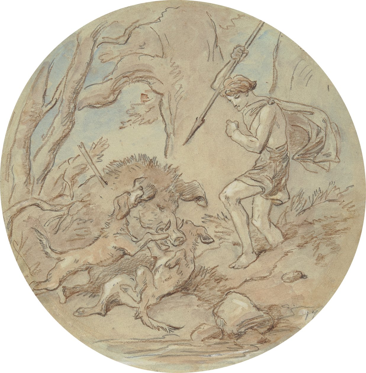 Een van achttien ontwerpen voor een serie platen ter illustratie van Venus en Adonis door Hablot Knight Browne