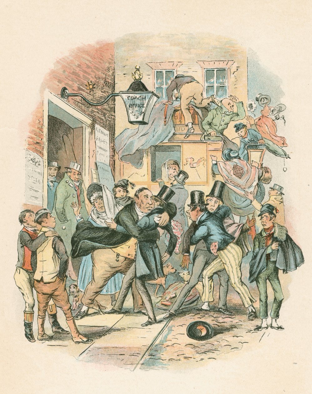 Scène uit Nicholas Nickelby door Charles Dickens, 1838-1839 door Hablot Knight Browne
