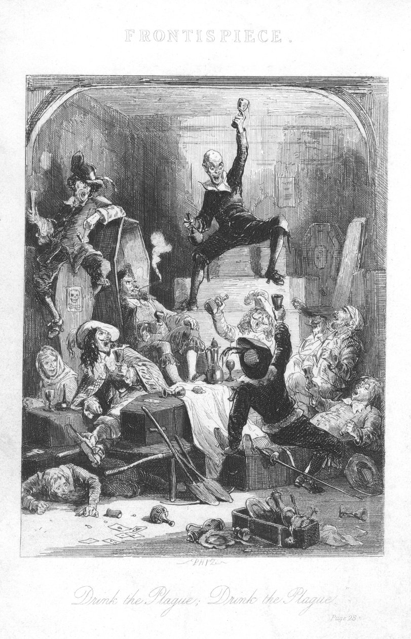 Scène uit Old St Pauls door William Harrison Ainsworth, 1855 door Hablot Knight Browne