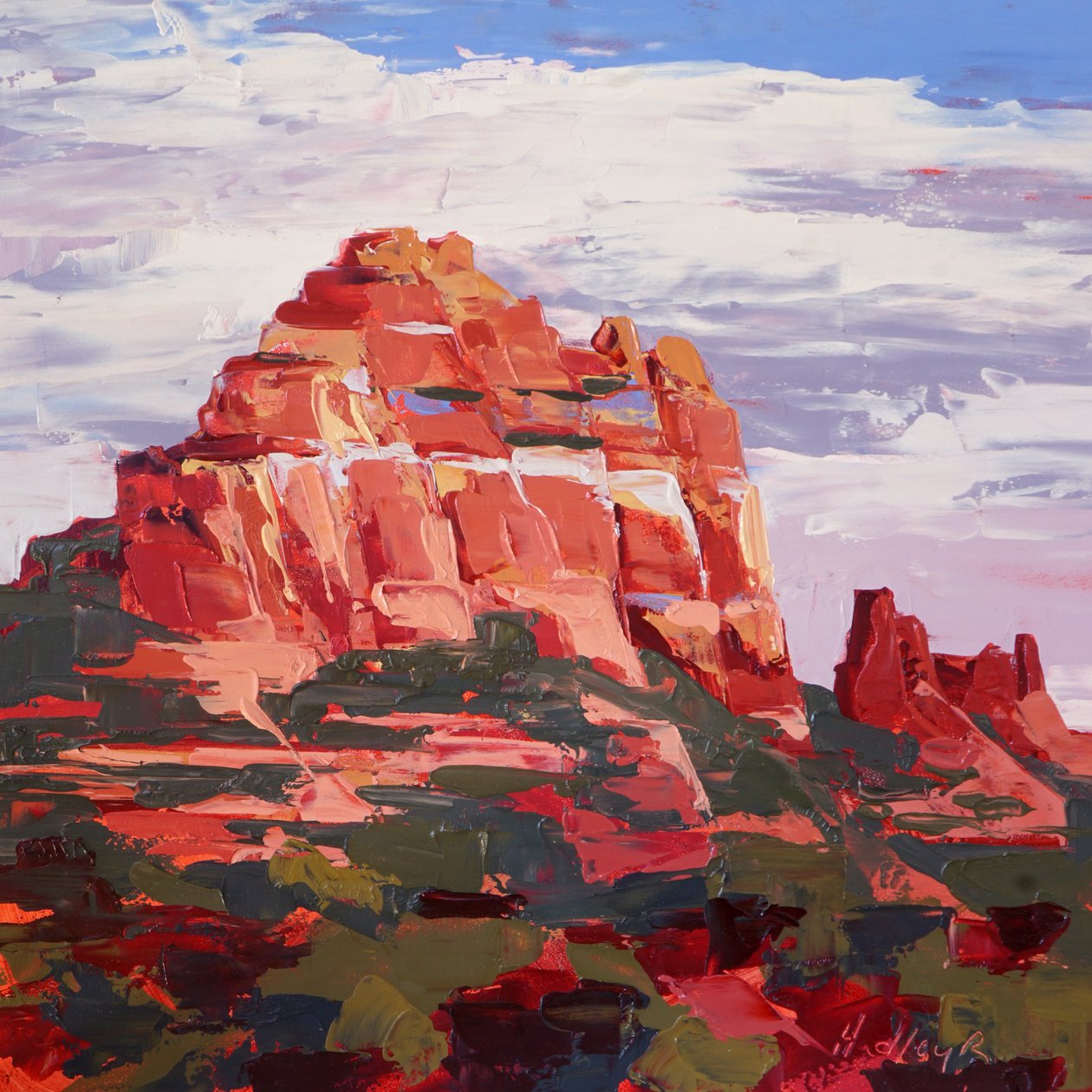 Camel Rock, late namiddag, Sedona, ca. 2022 (olieverf op paneel) door Hadley Rampton