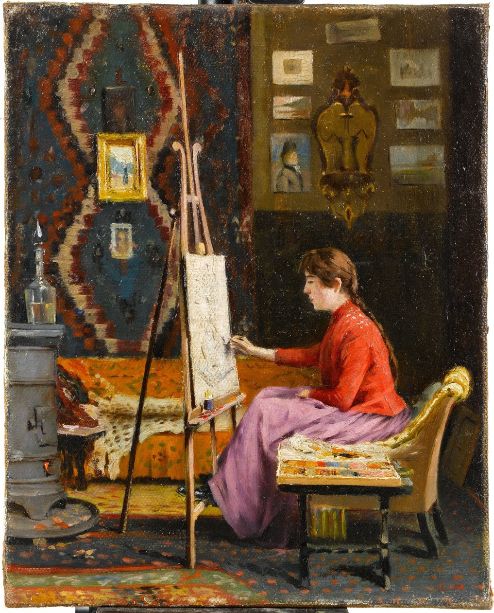 Girl Painter and Her Studio / Schildermeisje en haar atelier door Halil Pasha