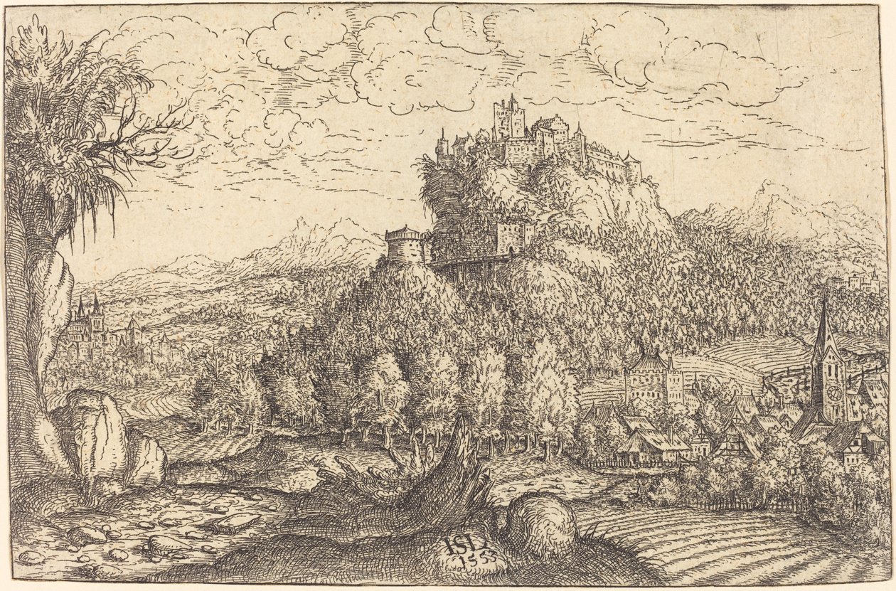 Landschap met een Kasteel in het Midden door Hanns Lautensack