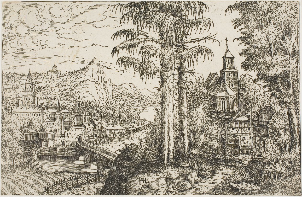 Landschap met een Kerk door Hanns Lautensack