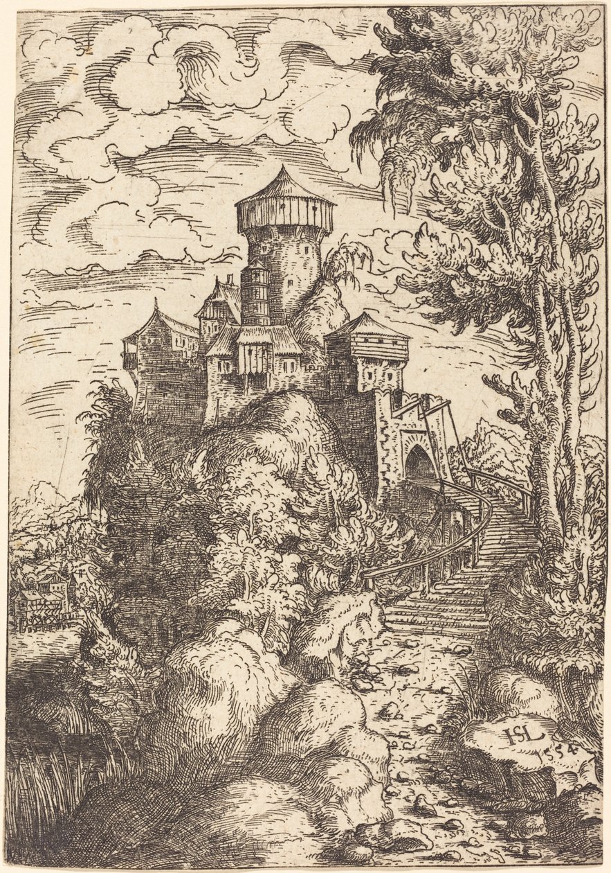 Landschap met een Fort en Grote Trap door Hanns Lautensack