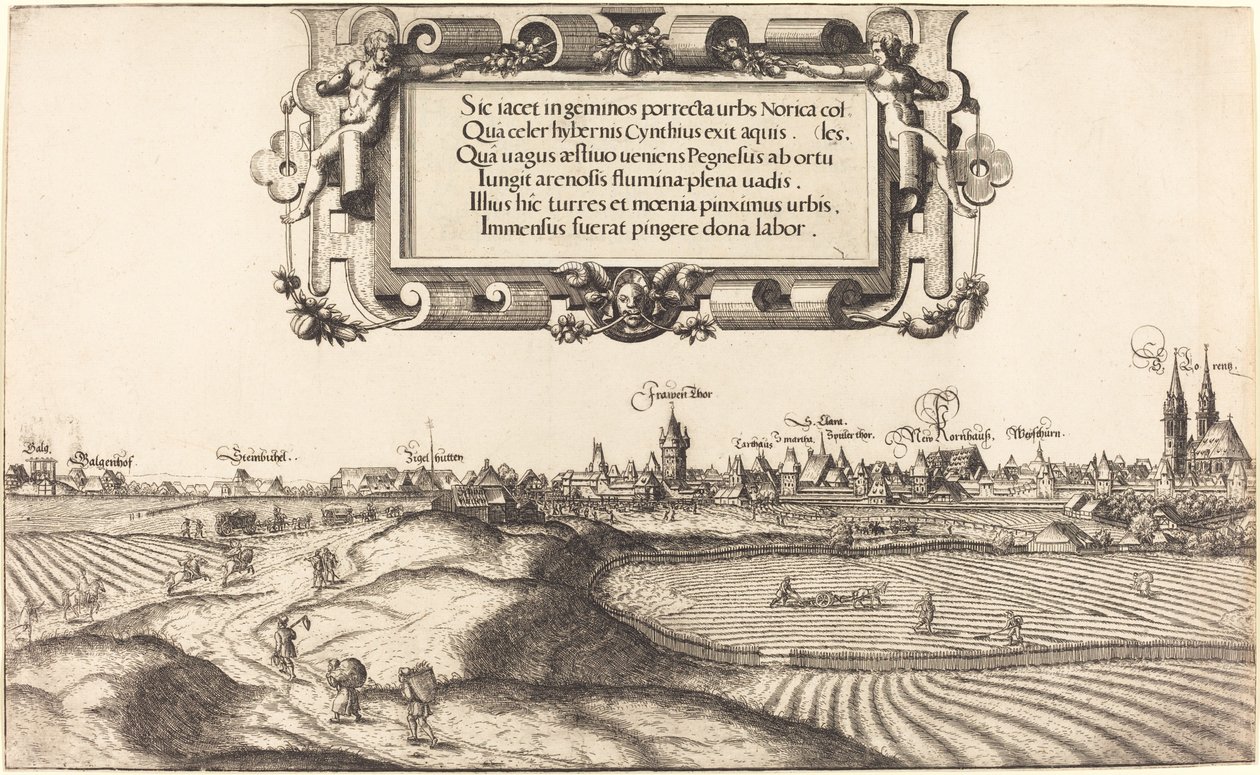 Uitzicht op Neurenberg vanuit het Oosten (linker gedeelte) door Hanns Lautensack