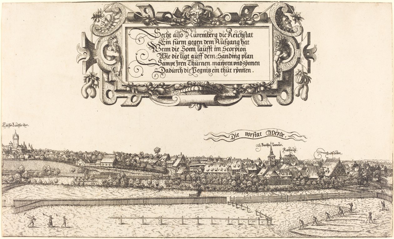 Uitzicht op Neurenberg vanuit het oosten (rechter gedeelte) door Hanns Lautensack