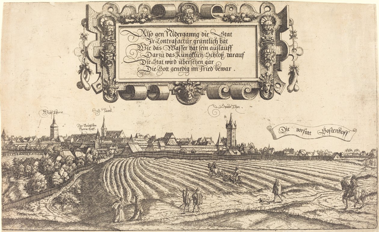 Uitzicht op Neurenberg vanuit het westen [rechter sectie] door Hanns Lautensack