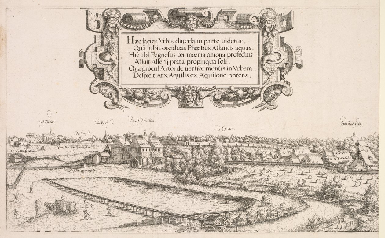 Panoramisch uitzicht op Neurenberg: Linker gedeelte, 1552 door Hanns Sebald Lautensack