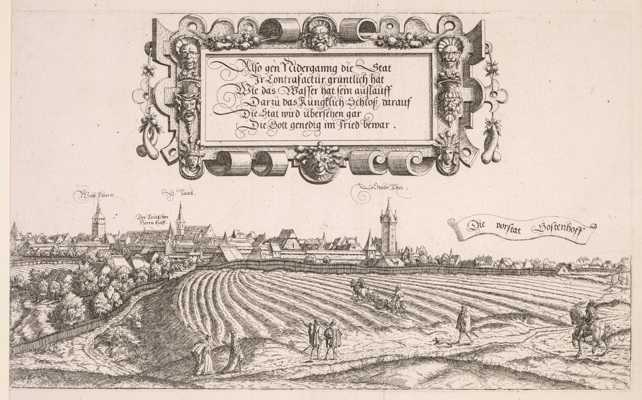 Panoramisch uitzicht op Neurenberg: Rechter gedeelte door Hanns Sebald Lautensack