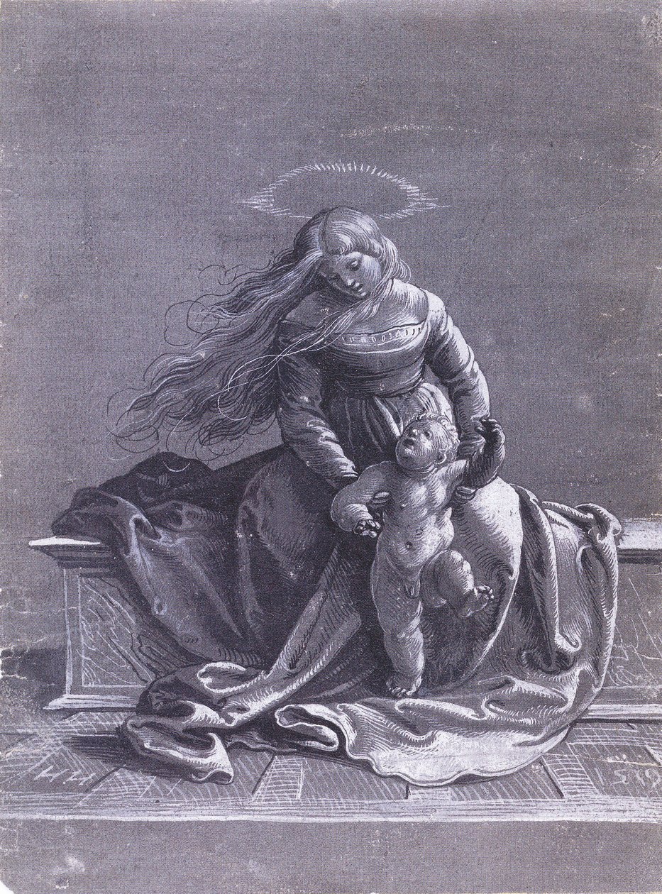 Zittende Maagd en Kind door Hans Holbein der Jüngere