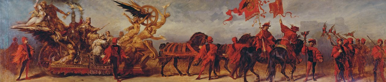Ontwerp voor de jubileumoptocht van keizer Franz Joseph: de spoorwegarbeiders, 1879 door Hans Makart