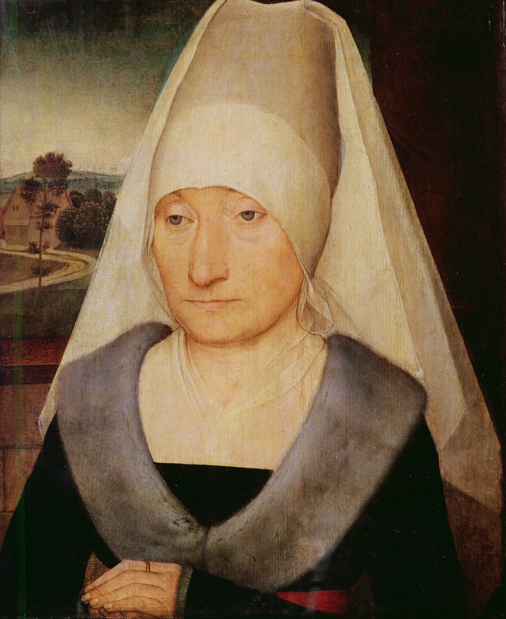 Portret van een oude vrouw door Hans Memling
