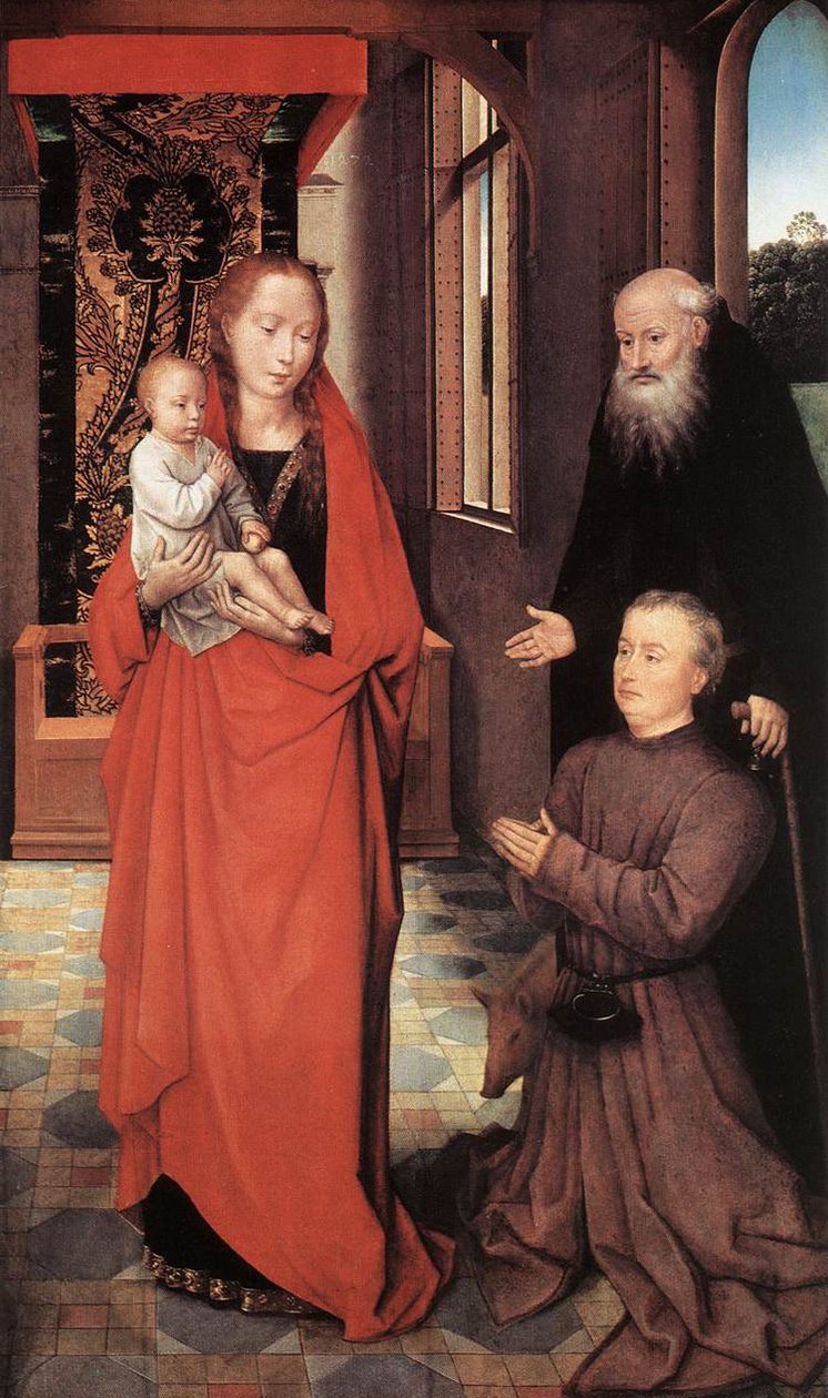 Maagd en Kind met Sint Antonius de Abt en een Donateur door Hans Memling
