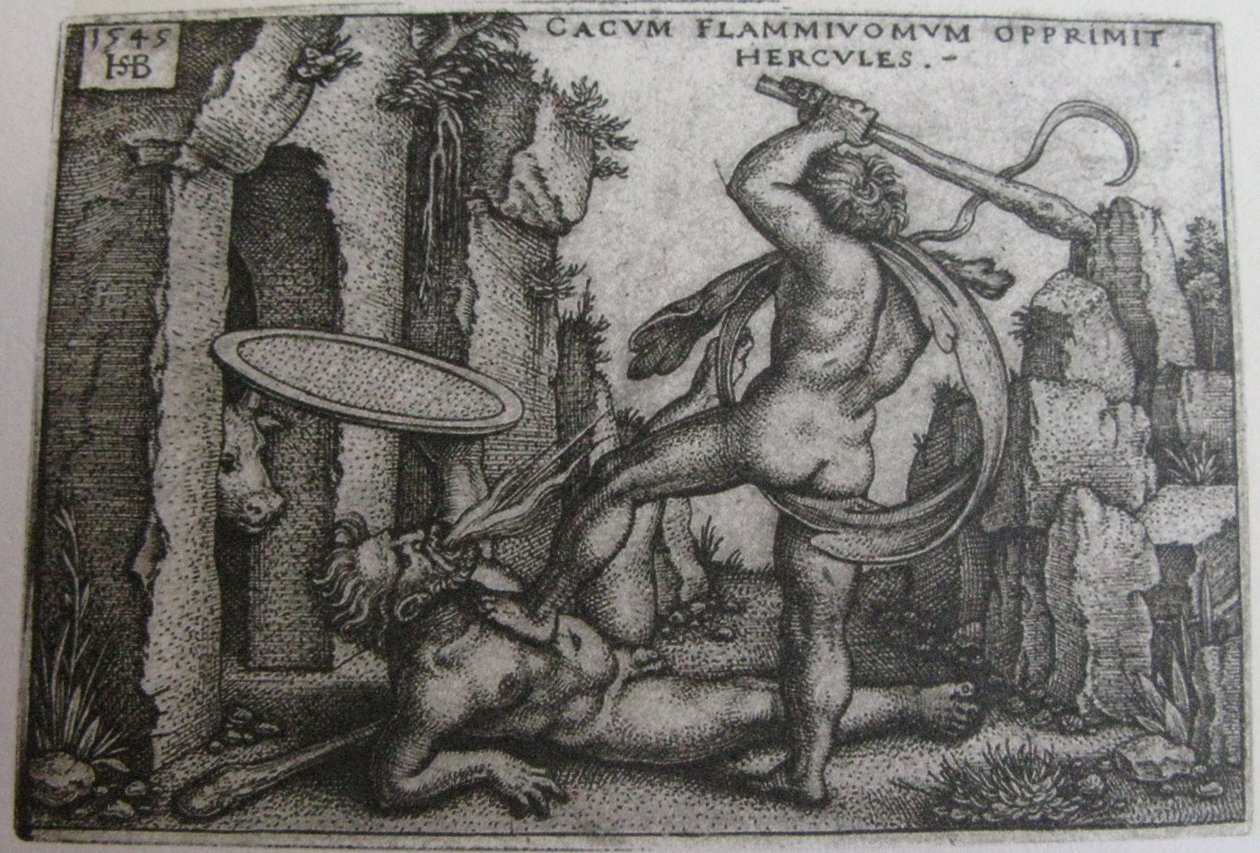 Hercules doodt Cacus door Hans Sebald Beham