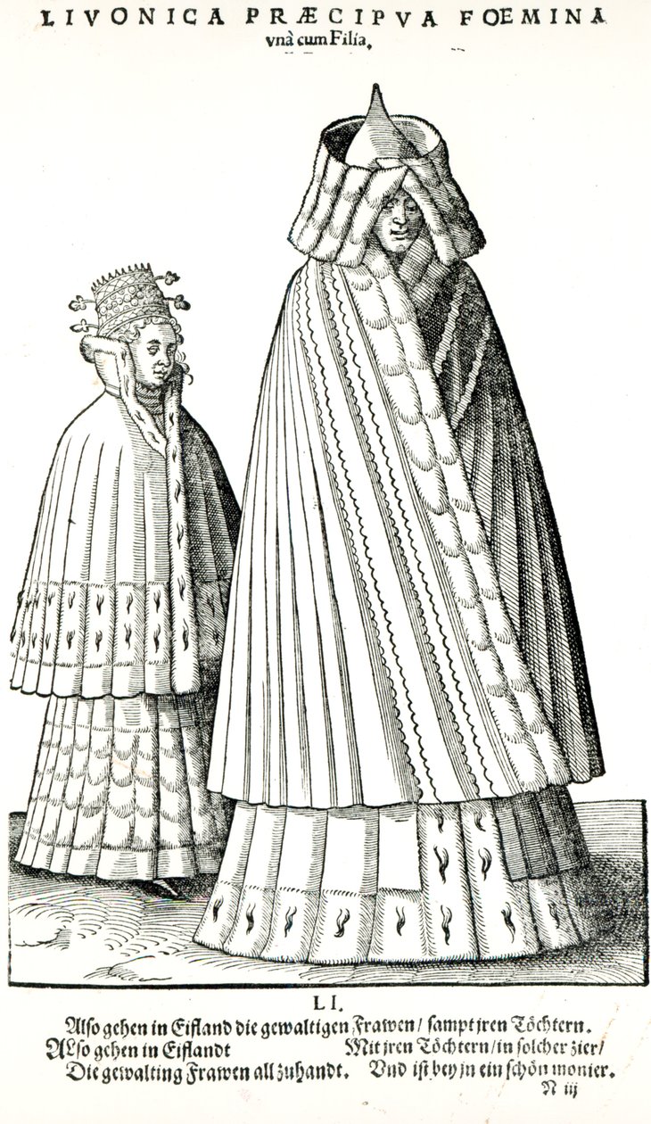 Kostuums van een Livonische edelvrouw en haar dochter, 1577 door Hans Weigel