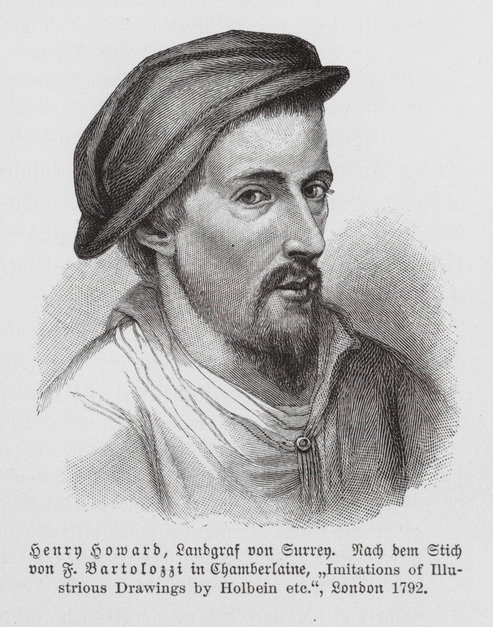 Henry Howard, graaf van Surrey, Engels dichter (gravure) door Hans (after) Holbein the Younger