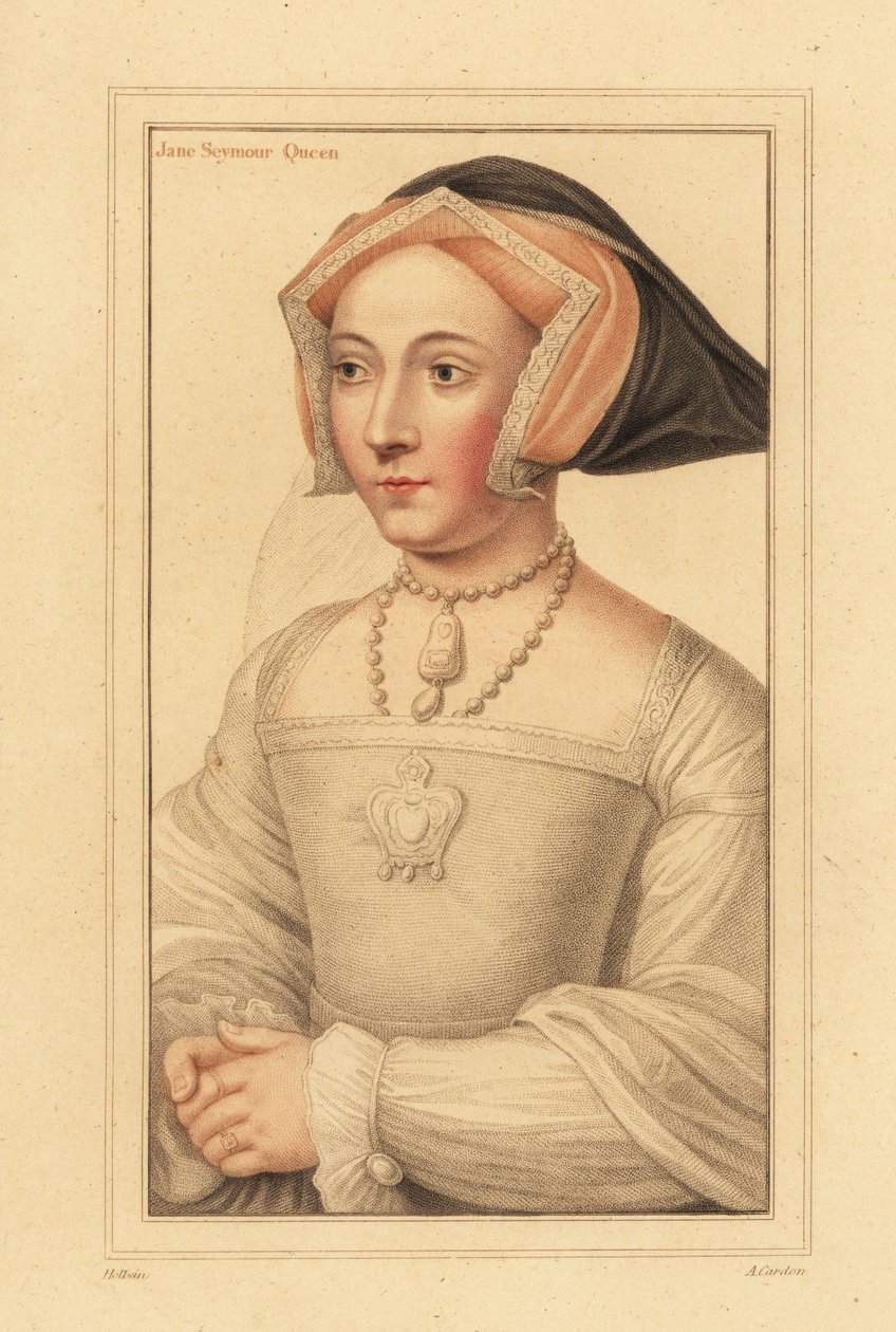 Jane Seymour, koningin van Engeland, derde vrouw van koning Hendrik VIII, 1812 (gravure) door Hans (after) Holbein the Younger