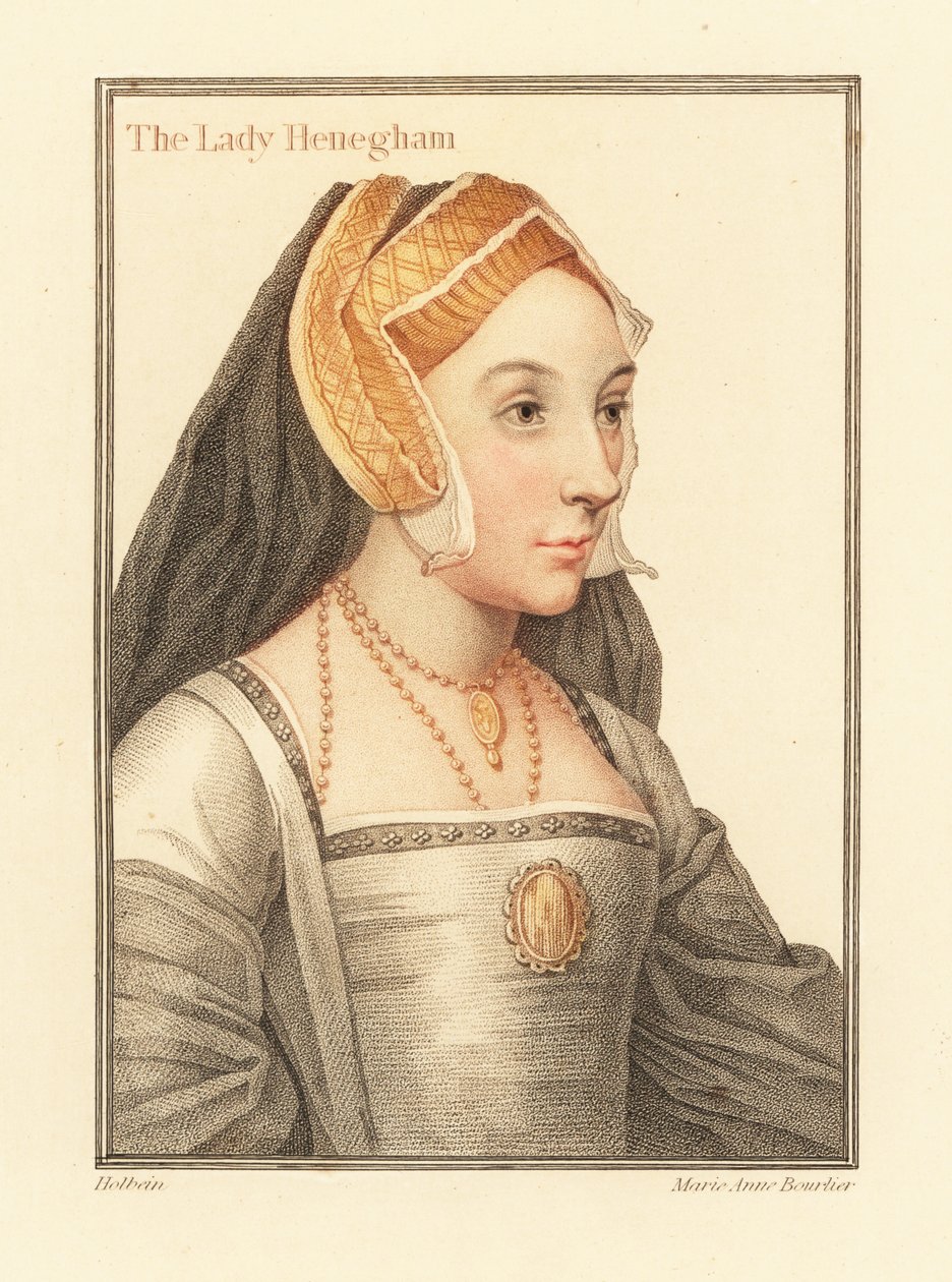 Mary Shelton, Lady Heveningham.,1812 (gravure) door Hans (after) Holbein the Younger