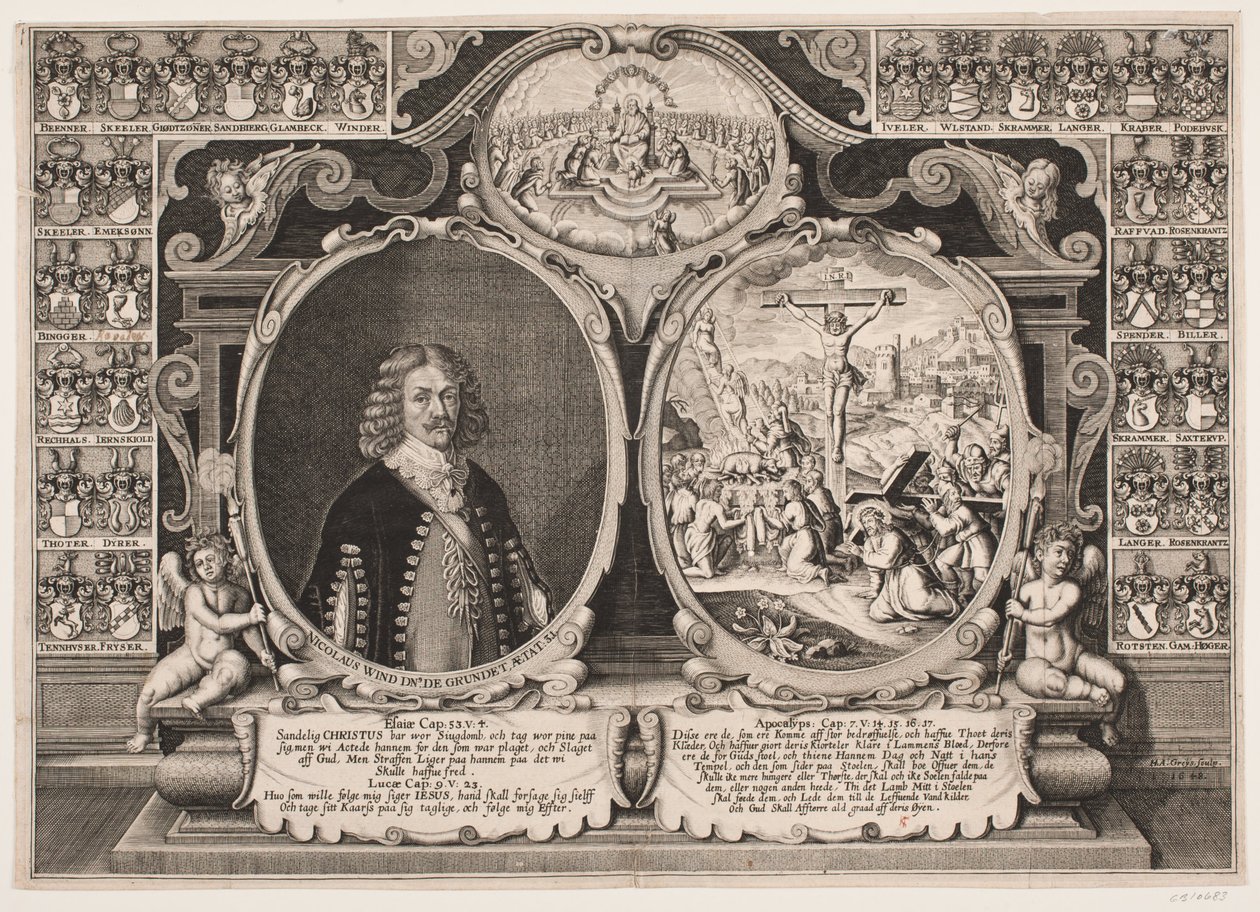 Niels Windet naar Grundet en een voorstelling van Christus aan het kruis door Hans Andreas Greys