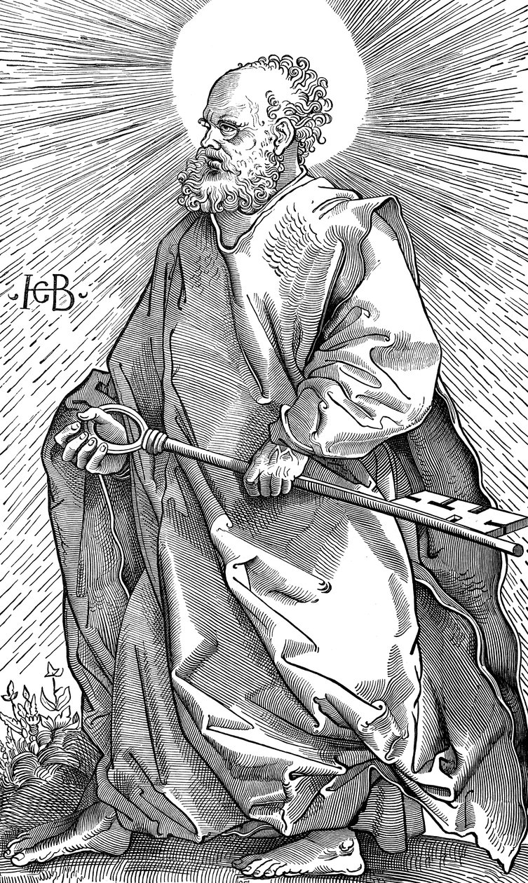 Sint Pieter met zijn symbool van een sleutel, ca. 1490-1550 door Hans Baldung