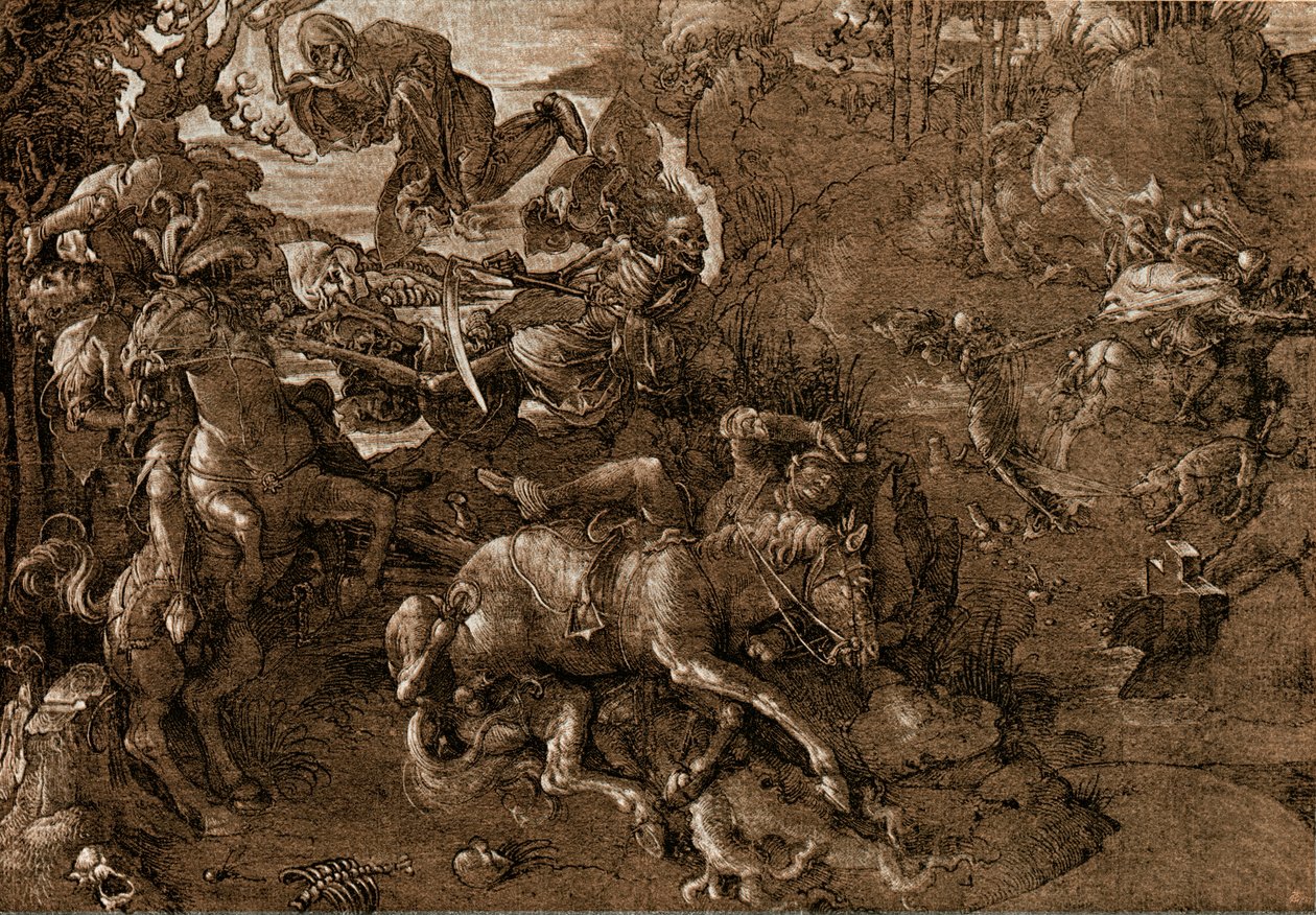 Slag van de ridders met de dood door Hans Baldung Grien