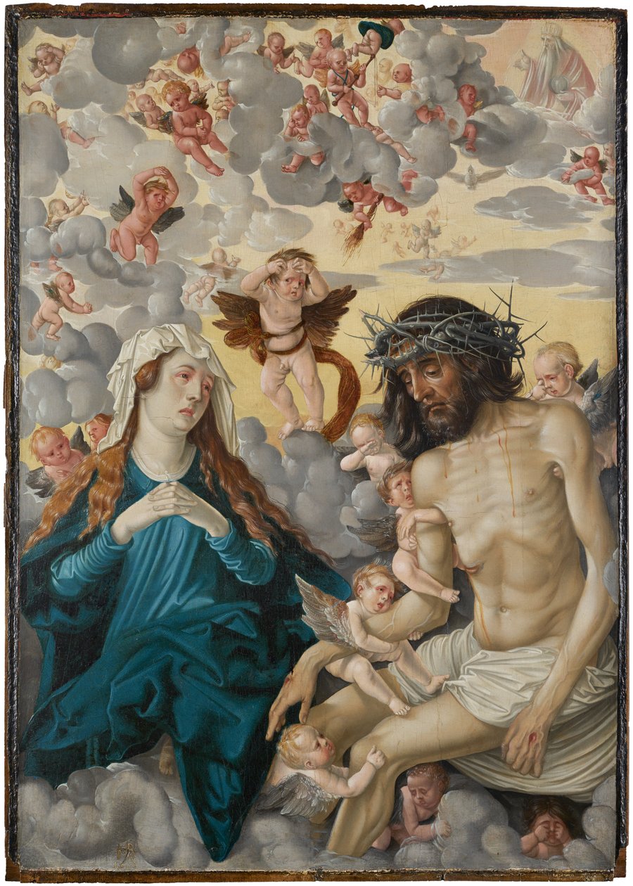 Christus als Man van Smarten, beweend door Maria en engelen door Hans Baldung Grien