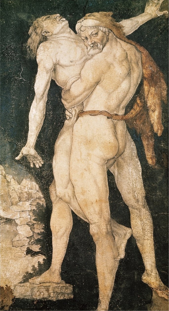Herakles en Antaeus door Hans Baldung Grien
