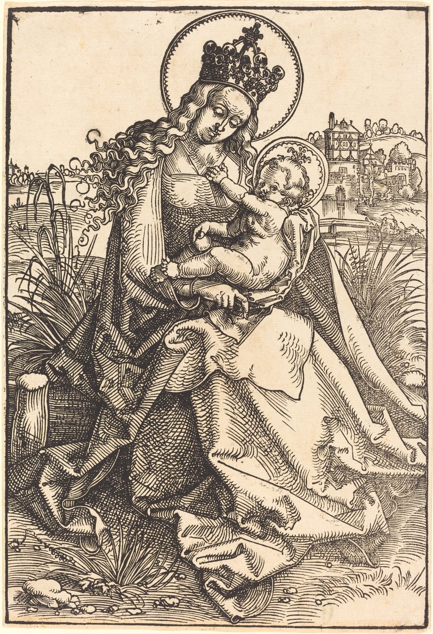 Madonna en Kind aan de Grasrijke Oever door Hans Baldung Grien