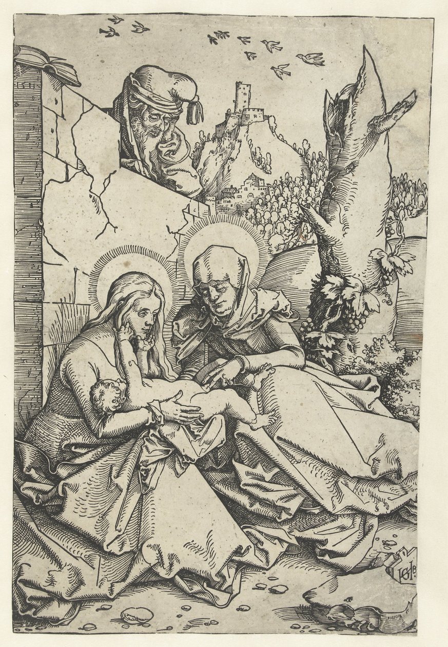 Maria en Kind met Anna en Jozef door Hans Baldung Grien
