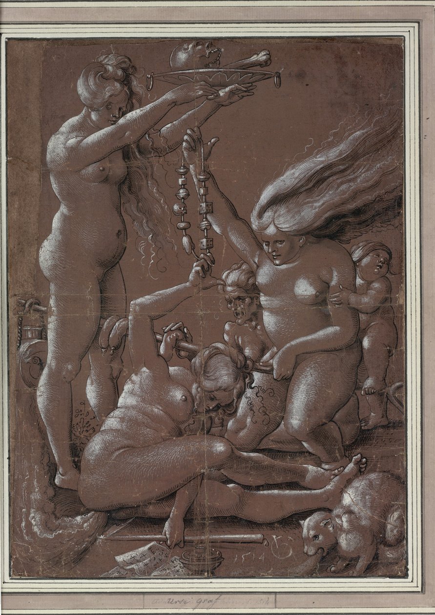 De Heksensabbat (Na Hans Baldung) door Urs Graf (ca. 1485-1527/28) door Hans Baldung Grien