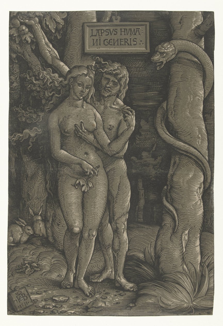 Verzoeking van Adam en Eva in het paradijs door Hans Baldung Grien