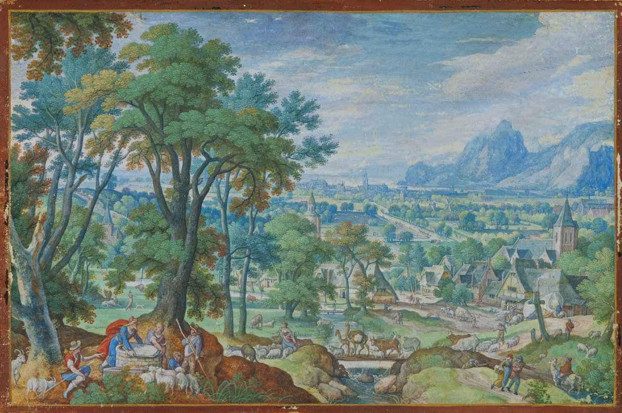 Landschap met Jakob bij de bron door Hans Bol