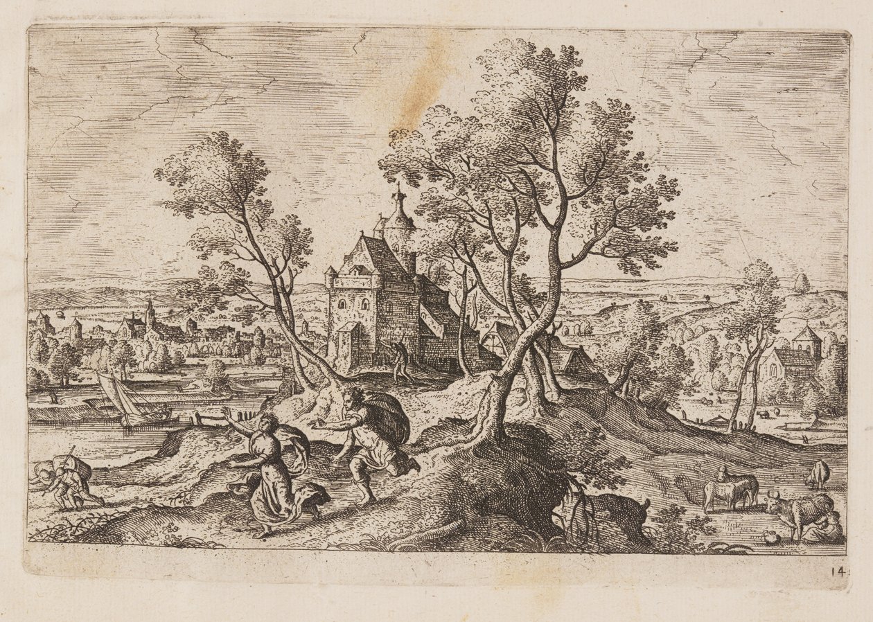 Plaat 14, uit Landschappen met scènes uit het Oude en Nieuwe Testament en Ovidius