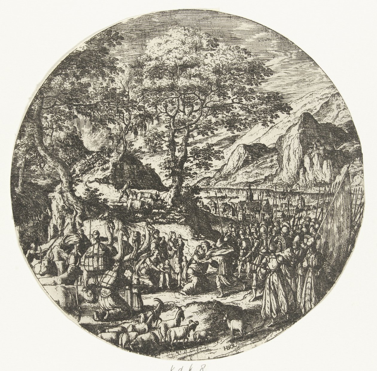 Verzoening tussen Esau en Jakob door Hans Bol