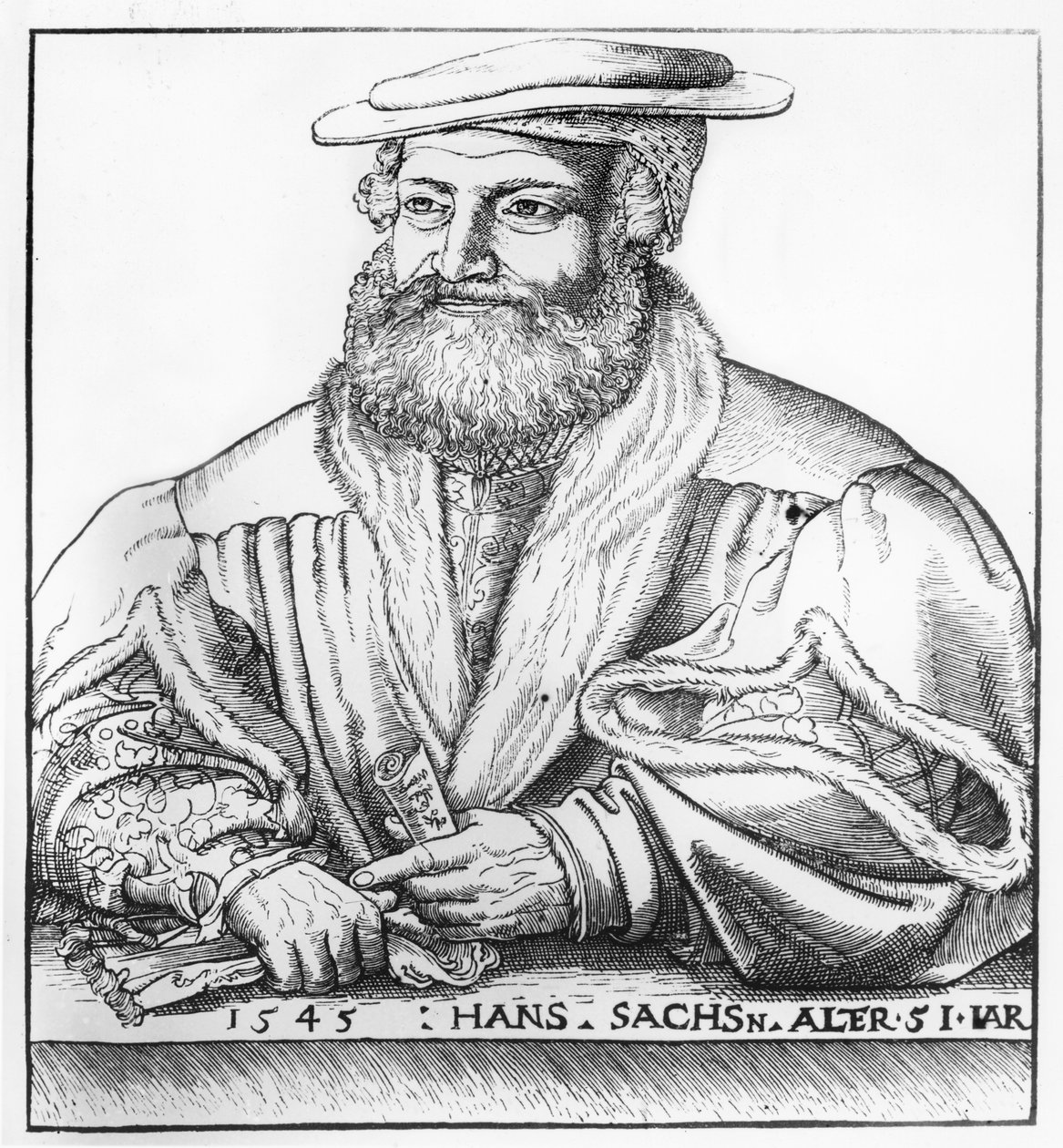 Portret van Hans Sachs, 1545 door Hans Brosamer