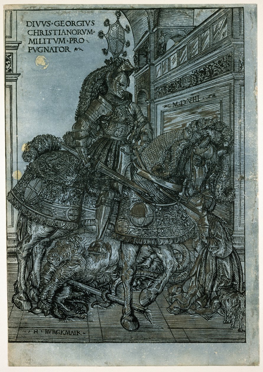 Sint Joris te paard, 1508 door Hans Burgkmair