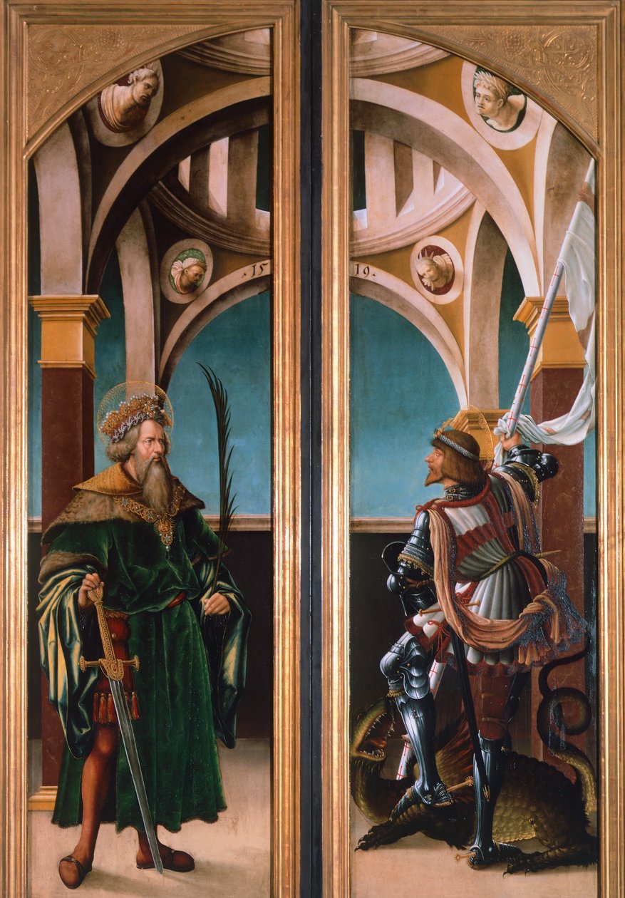 St. Sigismund en St. George (detail) door Hans Burgkmair