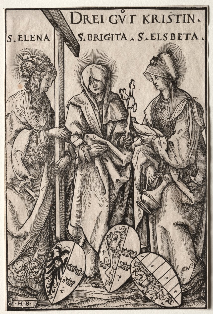 De Drie Christelijke Heldinnen: Heiligen Helena, Brigida en Elizabeth door Hans Burgkmair