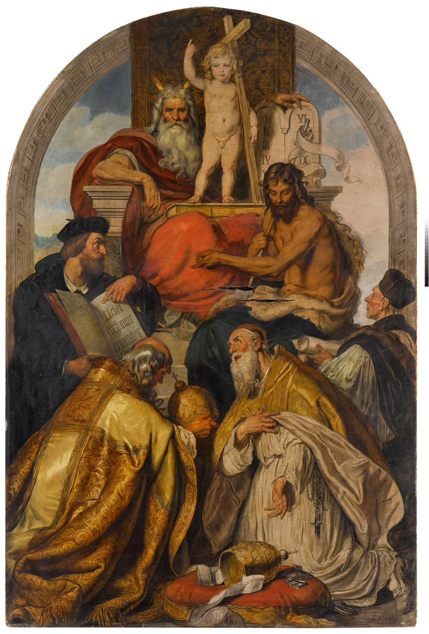 Sint-Jansloge. Vertegenwoordigers van verschillende religies en geloofsrichtingen verenigen zich in de verering van het Christuskind door Hans Canon