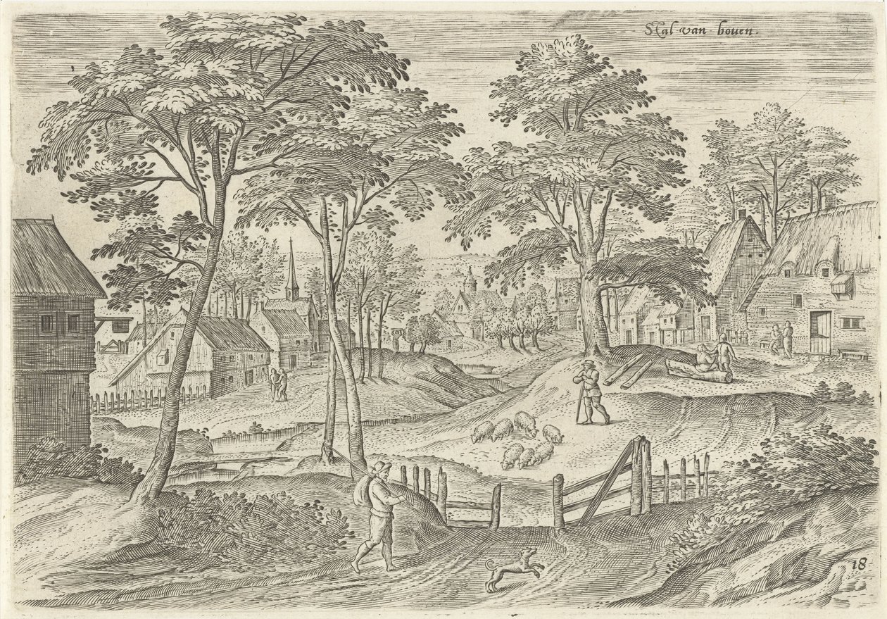Gezicht op Stal van boven (Gezichten uit de omgeving van Brussel) door Hans Collaert (I)