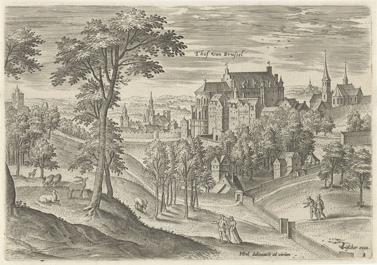 Gezicht op het Hof van Brussel door Hans Collaert (I)