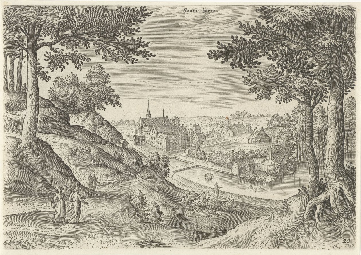 Gezicht op het klooster van Zevenborren door Hans Collaert (I)