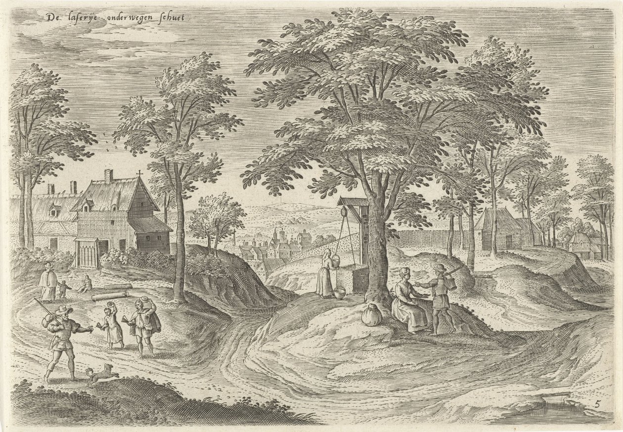 Gezicht op het leprozenhuis van Scheut (Gezichten uit de omgeving van Brussel) door Hans Collaert (I)