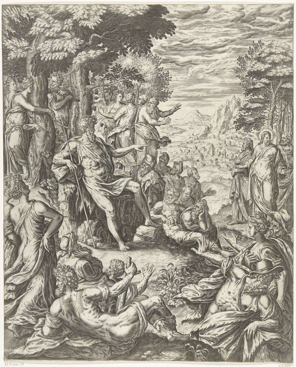 Johannes de Doper predikt tot de menigte door Hans Collaert (I)