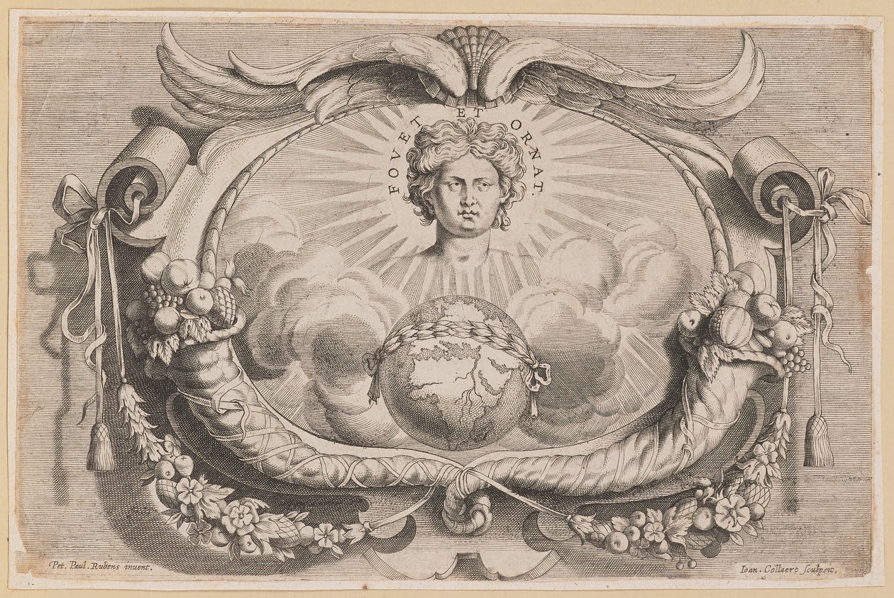 Drukkersmerk voor Jan van Keerbergen: Vignet voor Biblia Cum Glossa Ordinaria door Hans Collaert the Younger